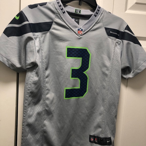 Nike On Field NFL Seattle Seahawks #3 Wilson Youth Boy's Gray Football Jersey - Picture 10 of 15